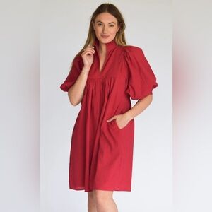 NWT Never a Wallflower High Neck Dress Burgundy Waffle Cotton